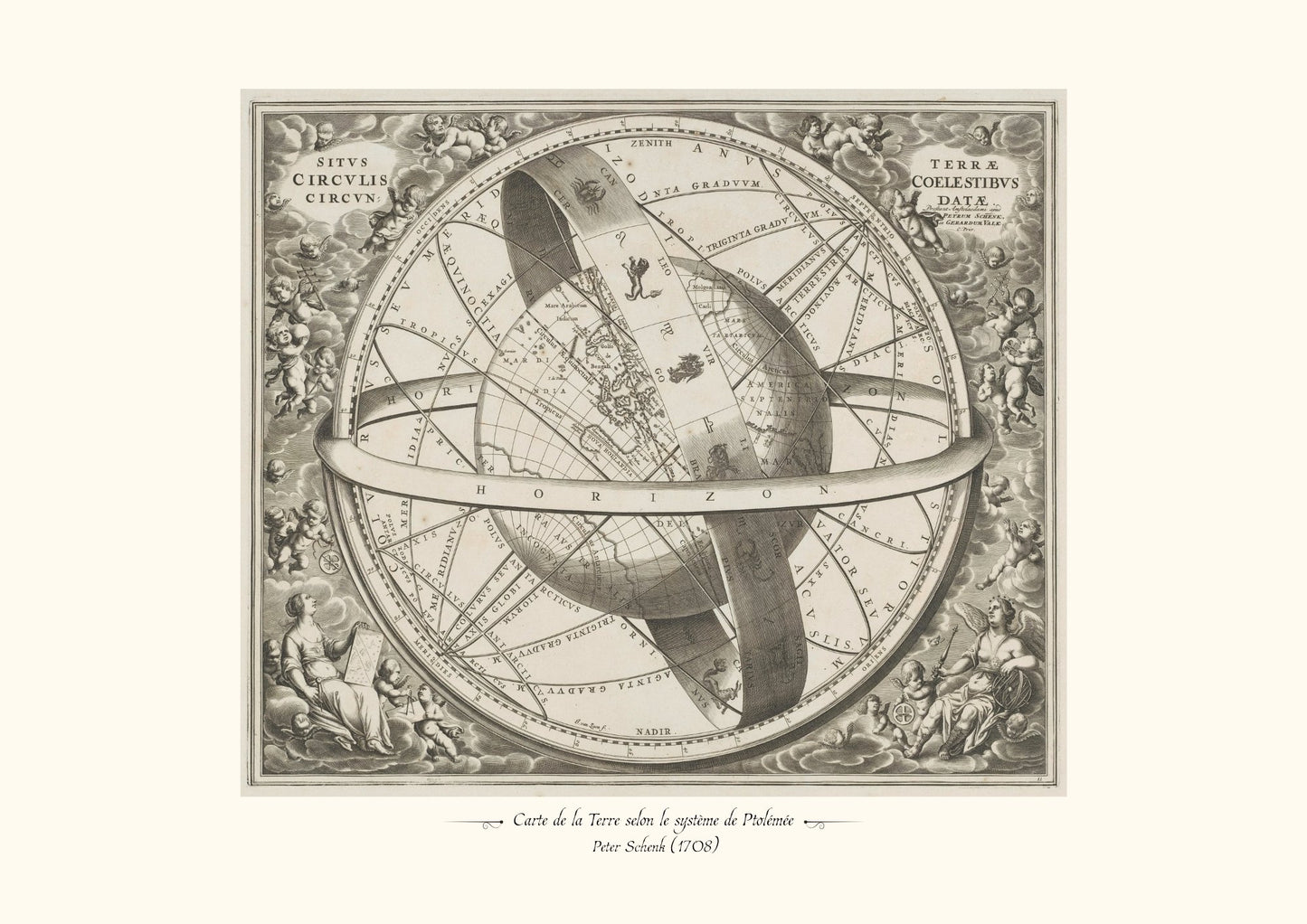Carte de la Terre selon le système de Ptolémée
