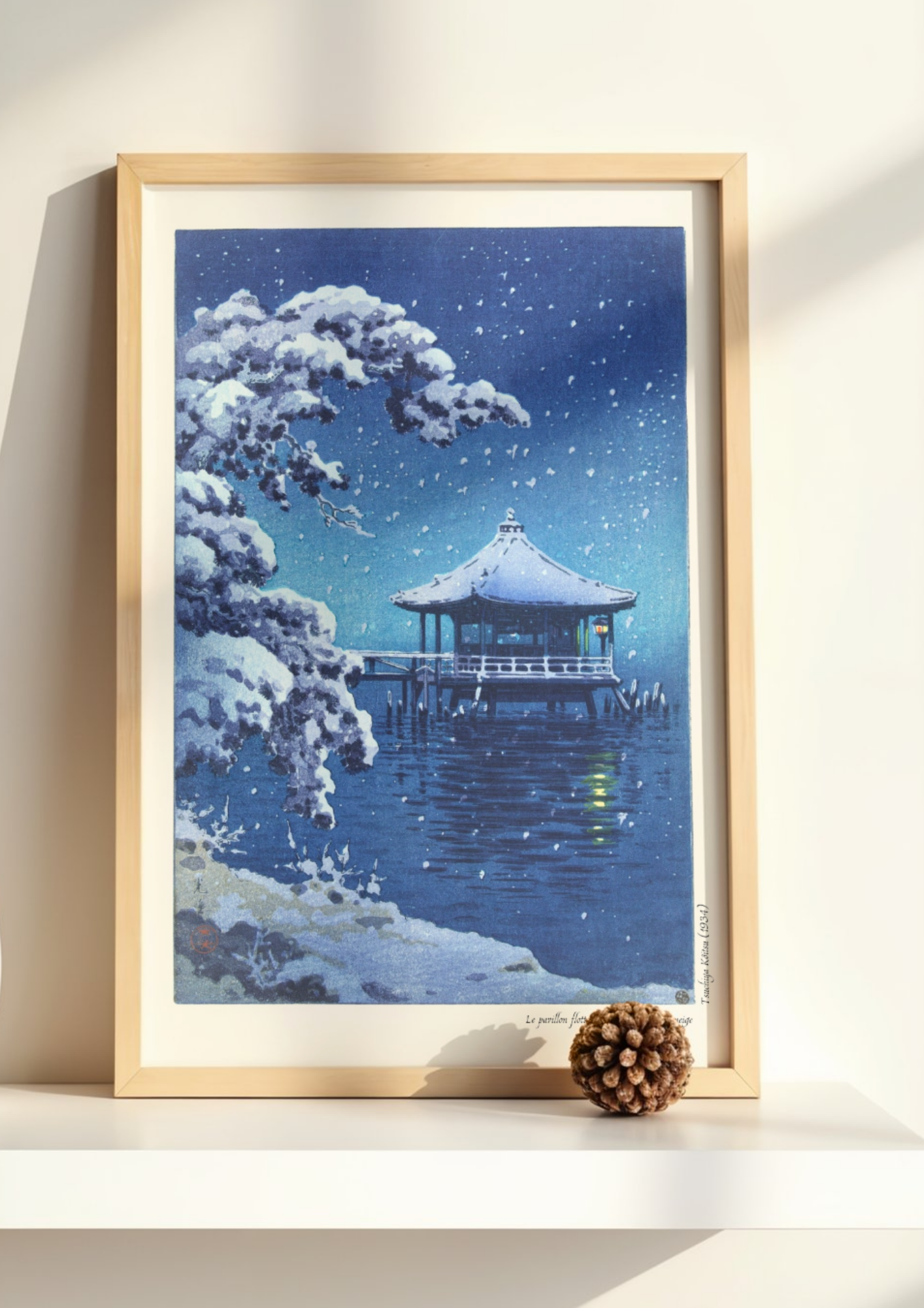 Le pavillon flottant de Katada sous la neige