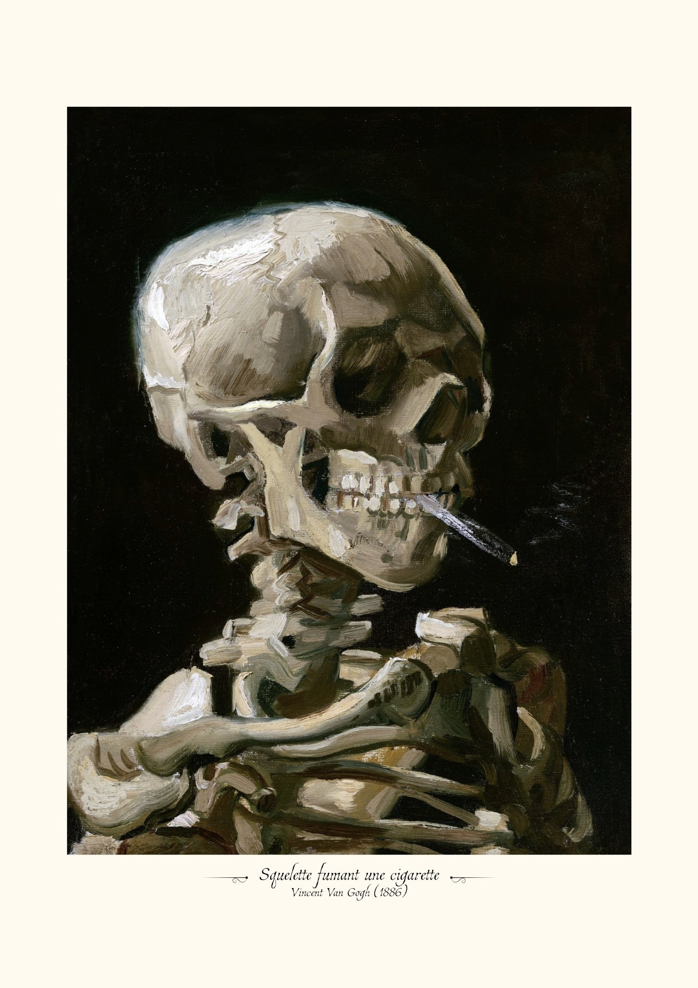 Squelette fumant une cigarette