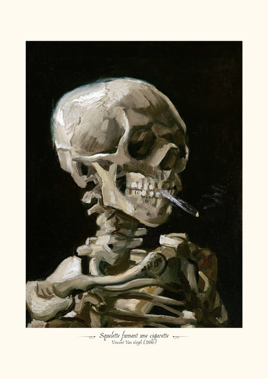Squelette fumant une cigarette